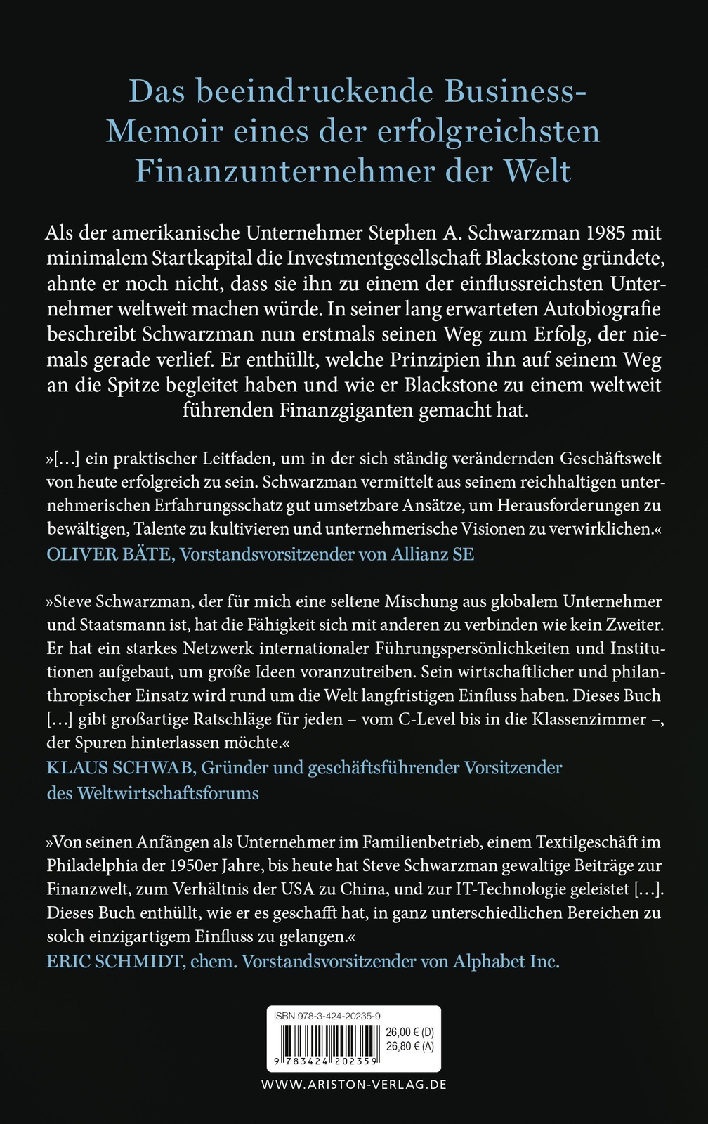 Thumbnail - Worauf Es Ankommt | Stephen Schwarzman | Deutsch | Buch | 448 S. |