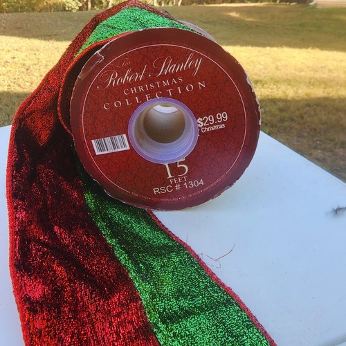 3"x 14ft Christmas Red / Green Decorative glitter Craft fabric wired Ribbon - Picture 2 of 6