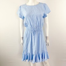 LOFT Sky Blue Polka Dot A-Line Dress Size S Short Sleeve Casual