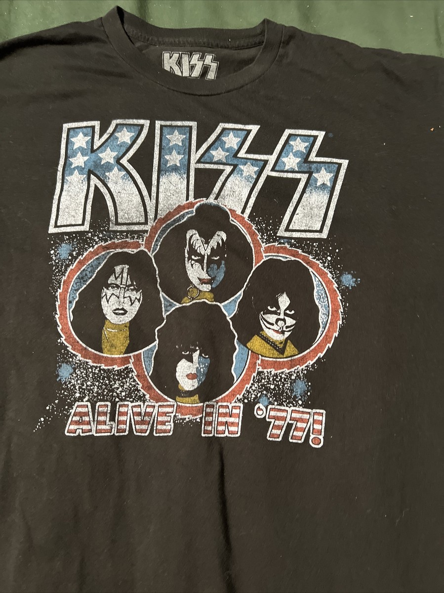 KISS ALIVE IN 77 バンドT バンT M ブラック　キッス KISS Alive in 77 T-Shirt Size XXL Black Concert Tee Shirt