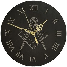 Genuine Welsh Slate Wall Clock With Masonic Square And Compass Design,  Gift
