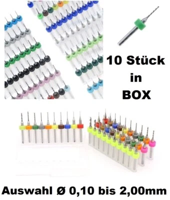10x Mini Bohrer 0,1 - 2,0 mm Set PCB SMT CNC Dremel Proxxon Gravur Fräse