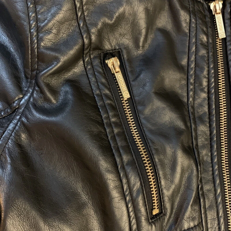 Coogi Jacket Woman's Sz L Black Faux Leather Full Zip Polyurethane Lined - Image 4 of 4