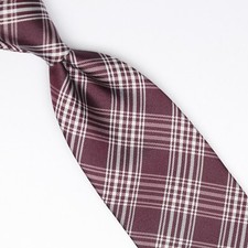 John G Hardy Mens Silk Necktie Burgundy White Glen Plaid Made in Italy Tie