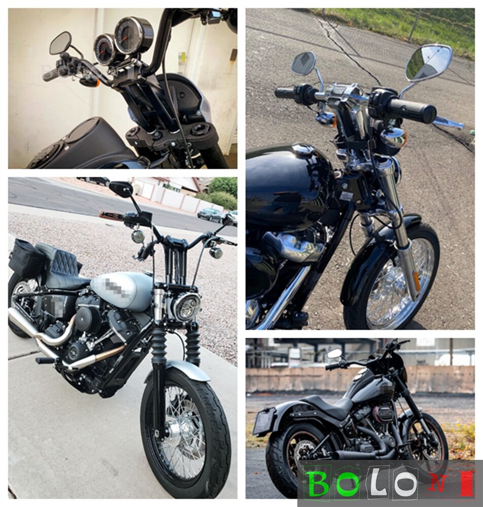 1-1/8" Club Style Pullback Handlebar Riser for Harley Softail Dyna Street Bob