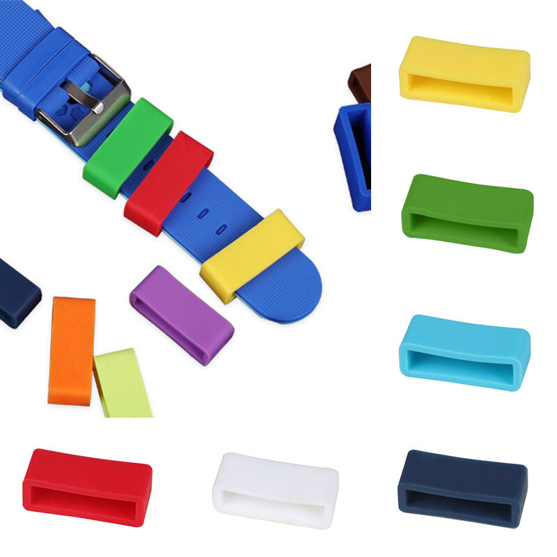 5pcs Colorful Silicone Rubber Watch Strap Band Keeper Holder Hoop