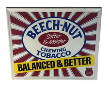 New Old Stock 1987 Beech-Nut Chewing Tobacco Metal Tin Sign 21 1/2" x 17 1/2"