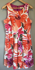 ELIZA J sleeveless floral midi dress with pleated skirt, lined size 10-EUC