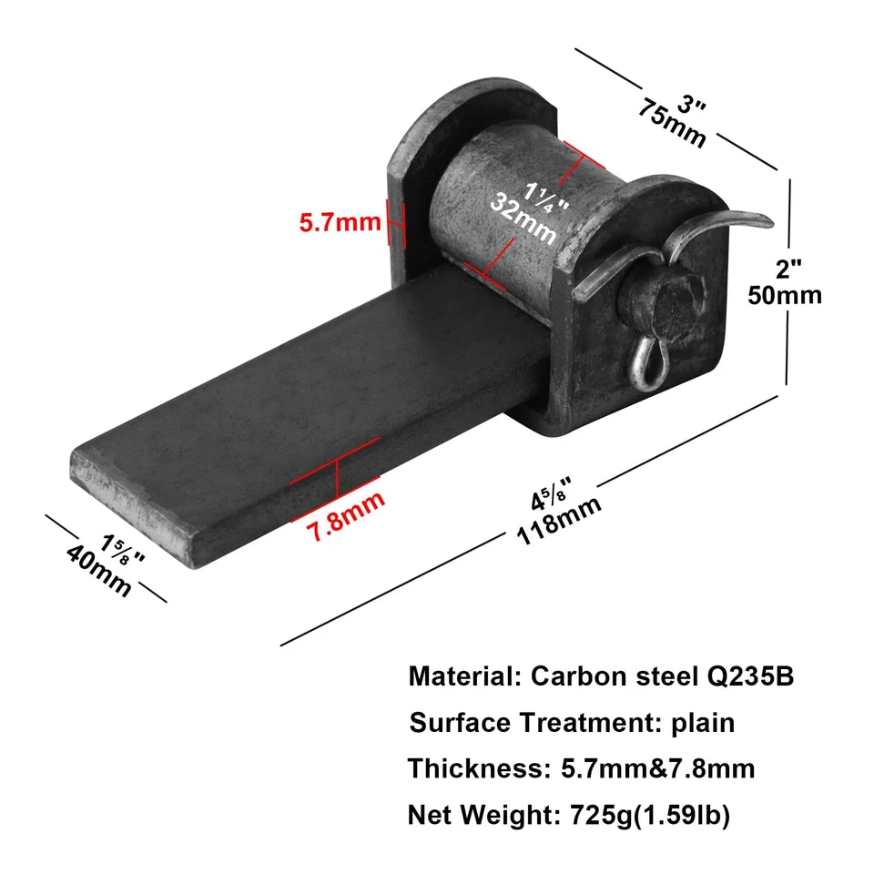 Bisagras de remolque de correa recta soldadas 4 piezas, bisagra de hoja larga soldable Foto 3 de 3