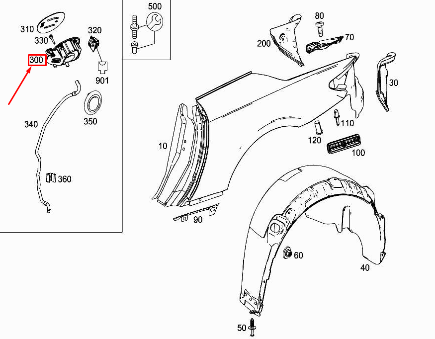 Neu MERCEDES-BENZ SL R231 Tankaussparung hinten A2316300600 Original
