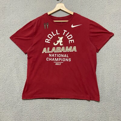 Nike Alabama Crimson Tide 2017 National Champions Shirt Adult L NCAA  Football