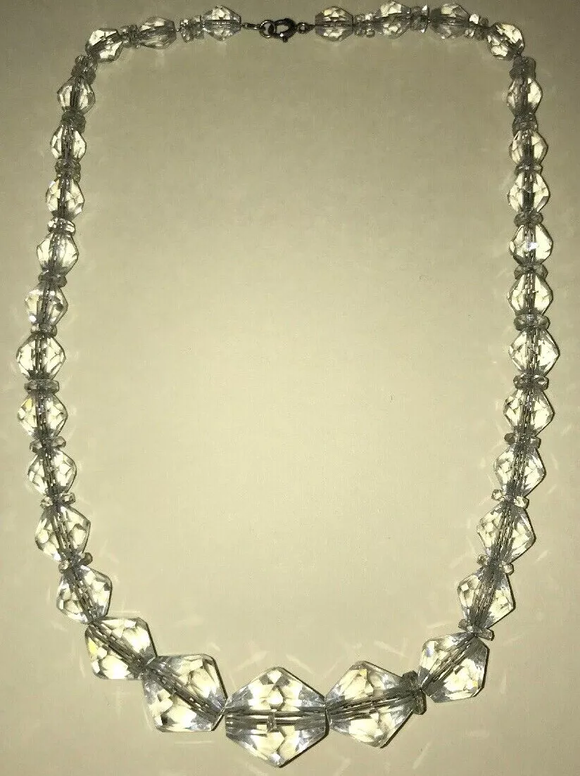 Pools of Light Rock Crystal Quartz Orbs Art Deco Silver Vintage Necklace -  Einna Sirrod