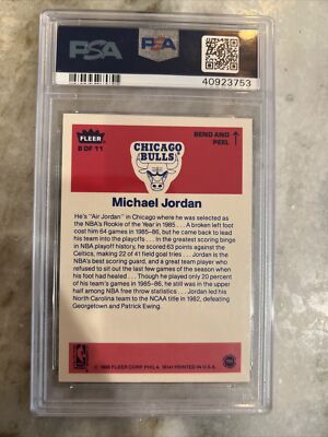 1986 Fleer Sticker Basketball #8 Michael Jordan RC Rookie HOF PSA