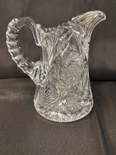 8" Cider Pitcher - American Brilliant Period ABP Cut Glass - No Chips Beautiful