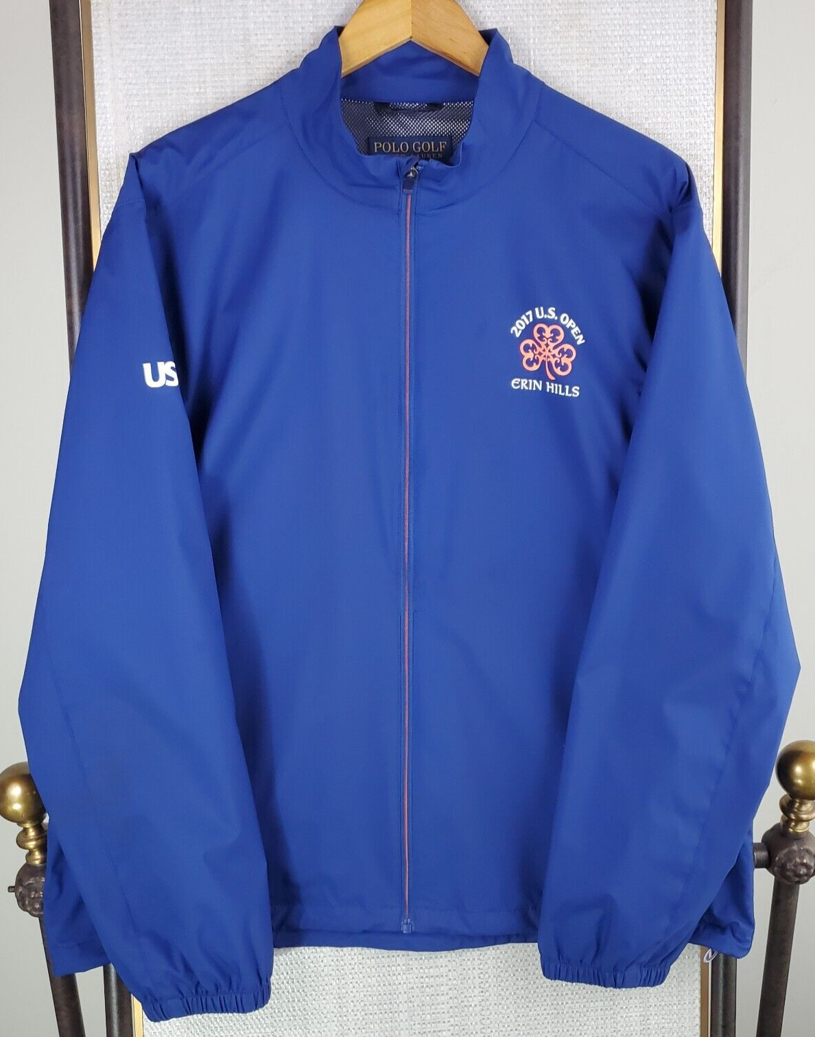 PONY Giacca a vento POLO GOLF x ERIN HILLS taglia large uomo full zip blu US Open