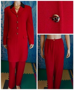 red st john knit suit