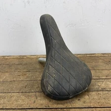 Vintage Troxel BMX Seat 1986 Old School BMX Quilted Black Padded 21.5 Post 86