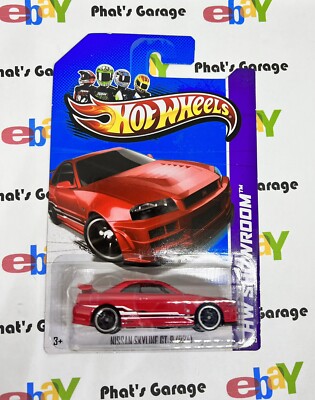 Hot Wheels Nissan GT-R R34 Skyline Personalizzato Con Vetrina - Colore Rosso