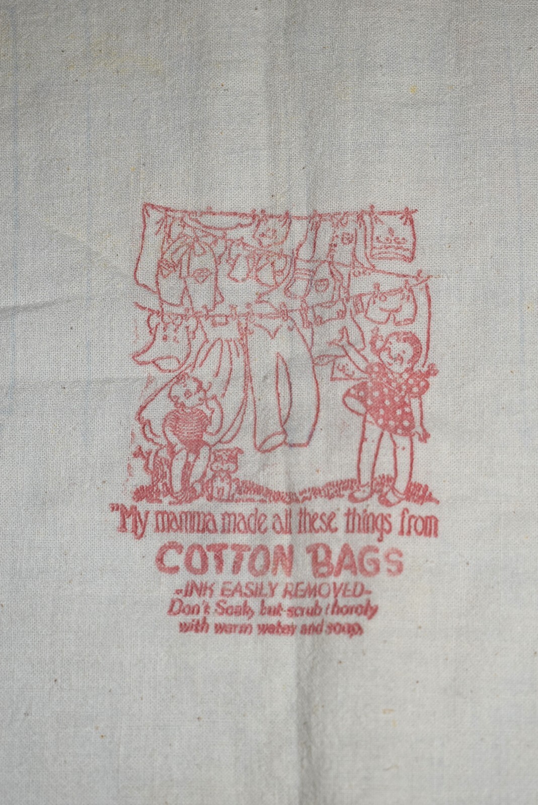 Vintage Feed Sack Bag Cotton Kasco Mills Waverly NY Toledo OH Pattern