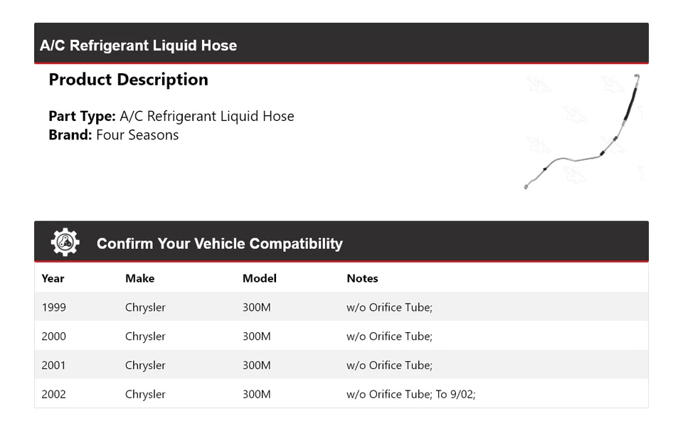 Manguera de líquido refrigerante aire acondicionado Chrysler 300M 1999-2002 4 estaciones 2000 2001 Foto 2 de 4