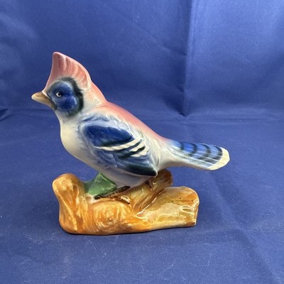 Vintage Porcelain Ceramic Handmade Handcrafted/Painted Blue Jay Bird Figurine 