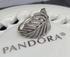 Authentic Pandora Light as a Feather Ring #190886CZ