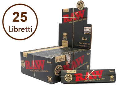 RAW Black Cartine King Size Slim Ultra Sottili   Rolling Papers 25 Libretti