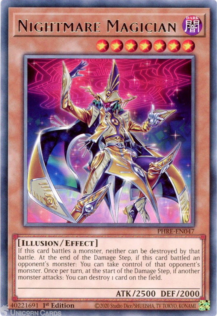 PHRE-EN047 Nightmare Magician : Rare 1st Edition Mint YuGiOh Card