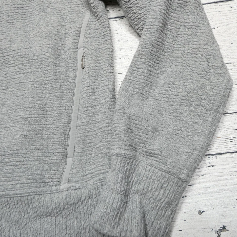 Jaqueta Lululemon Feminina 8 Cinza Zíper Completo Decote Simulado Texturizado Raglan Polegares - Imagem 3 de 4
