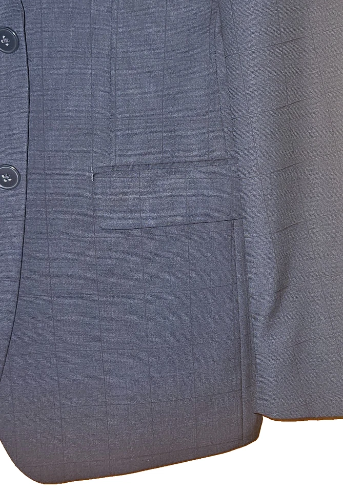 CALVIN KLEIN Extreme Slim Fit Deep Blue Subtle Plaid Pure Wool Suit 40R - Image 4 of 4