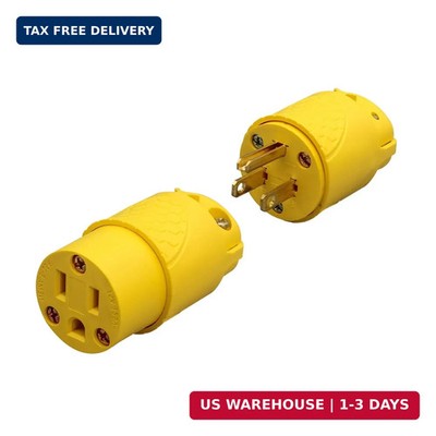 ThunderWay Electrical Replacement Plug & Connector Set, Extension Cord Ends Male