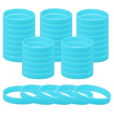 60pcs Unisex Glow in the Dark Bracelets Silicone Glow Wristbands Blue