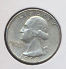 1964-D Washington 90% Silver Quarter, Circulated and Ungraded, Nicer Coin