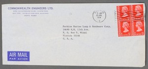 Mayfairstamps Hong Kong 1974 Commonwealth Engineeers to Florida airmail cover cc
