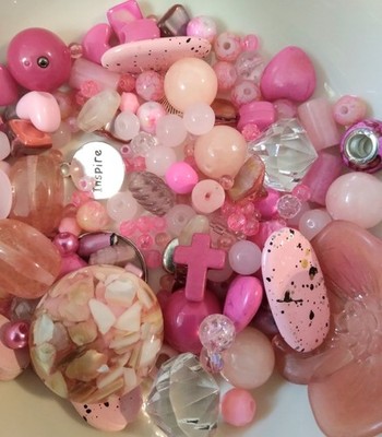 5 oz. Fun Bead Soup Bag: PINK Mix Loose Craft Jewelry DIY!     