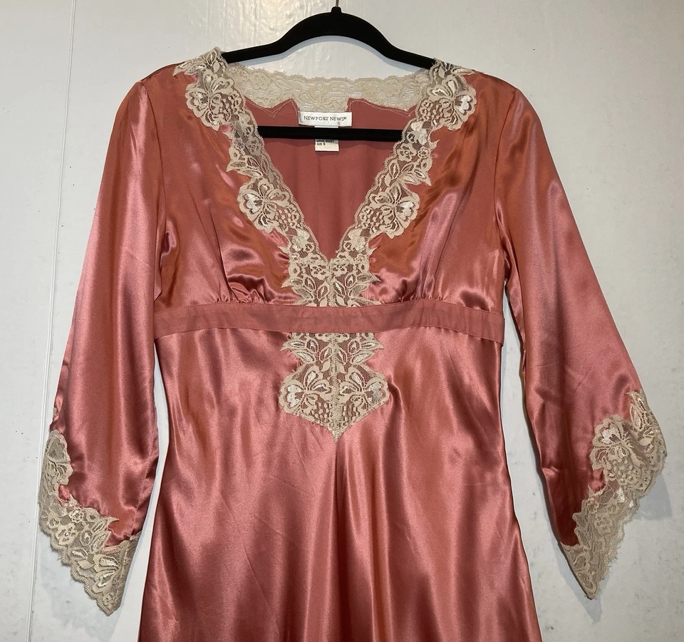 Top túnica vintage Newport News rosa seda encaje recortado babydoll hadas talla 6 Y2K Foto 2 de 4