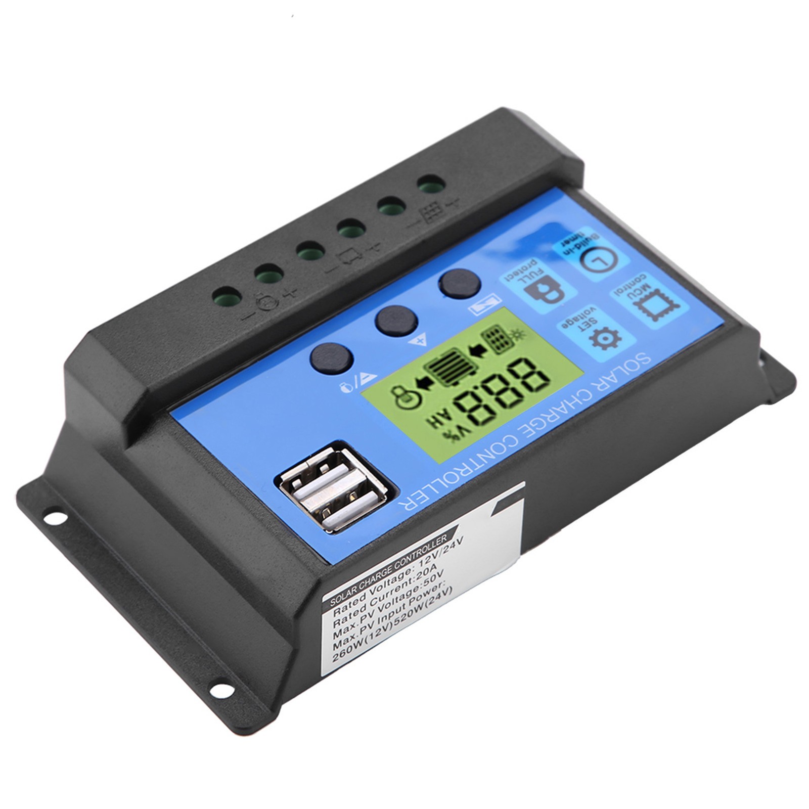 30A PWM Dual USB Solar Charge Controller LCD Display Industrial Micro Regulator☜
