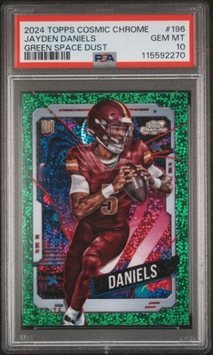 2024 TOPPS COSMIC CHROME GREEN SPACE DUST #196 JAYDEN DANIELS 11/75 PSA 10
