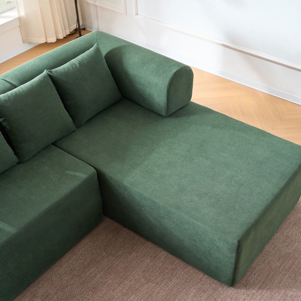 Green 106" Modular Sectional Sofa Sectional Couch Boneless Couch Compressed Sofa