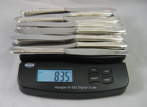 12 STERLING SILVER DINNER KNIVES INTERNATIONAL BLOSSOM TIME 835 g 9 1/4" - Scrap