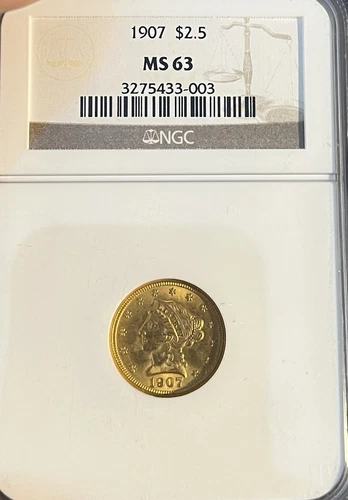 1907 NGC MS63 $2.50 Gold Liberty Head Quarter Eagle