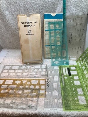 IBM, Bell System & Other Flowchart Templates & Architectural Template Lot