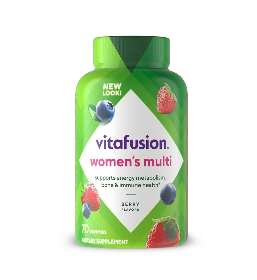 Женские поливитаминные жевательные резинки Vitafusion 70 штук каждая = 140 штук срок годности 11/25 ягоды 2 шт. - Изображение 2 из 4