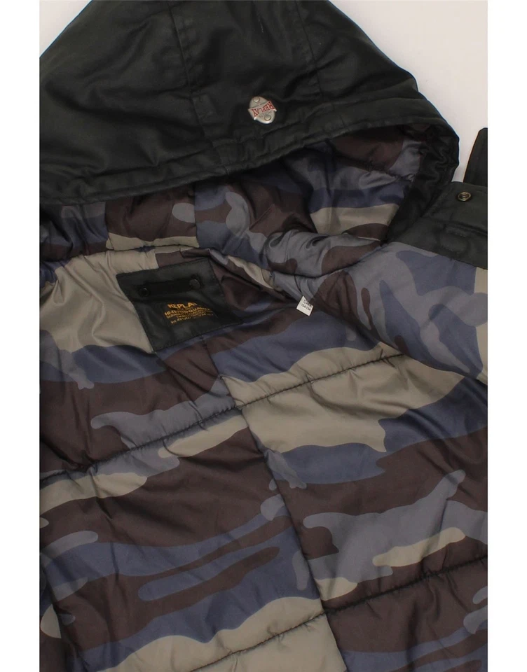 REPLAY Boys Hooded Duffle Jacket 11-12 Years Black Polyester BS04 - Image 3 of 3