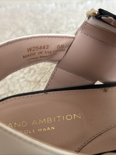 Cole Haan Grand Ambition Sz 6 B Carmel Flat Sandals Slingback Black Pink - Afbeelding 6 van 9