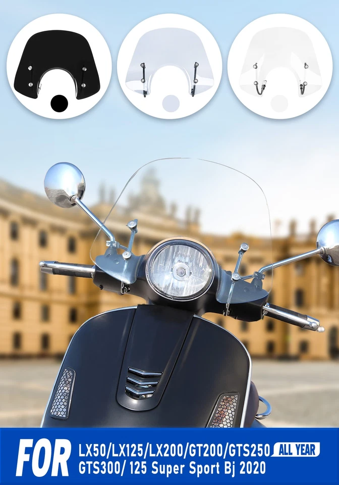 WOLFLINE Moto Windshield for Vespa Primavera 150 GTS 250 300 2017-2019 Clear Foto 4 de 4