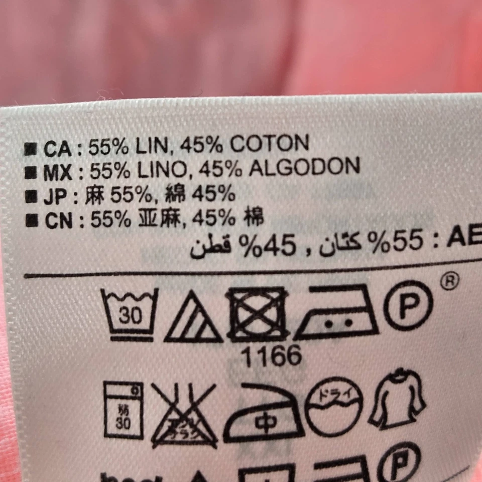 Old Navy Women Button Up Shirt XXL Pink Cotton Linen Boyfriend Collared - Image 4 of 4