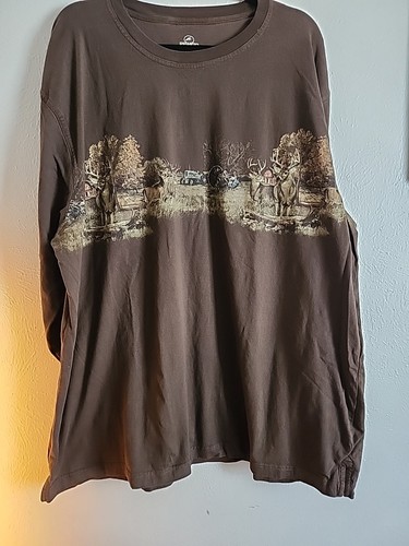 Men’s Redhead Long Sleeve Shirt Size 3XL Brown DEER SCENE WILD TURKEY BARN - Picture 3 of 6