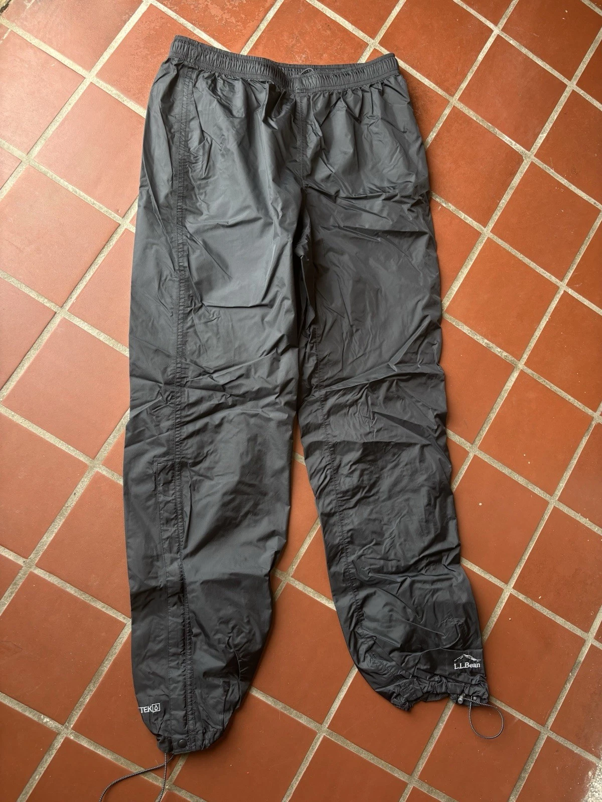 L.L. Bean Men’s Trail Model Rain Pants Black TEK 2.5 Waterproof Size Medium Reg