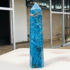 183g Natural Blue Apatite Quartz Crystal Obelisk Wand Point Healing W212